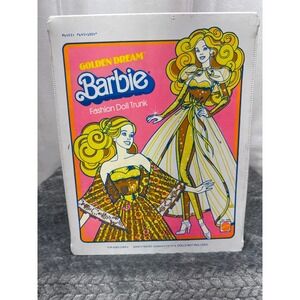 Vintage 1980 Mattel Golden Dream Barbie Fashion Doll Trunk No 1004 White Vinyl